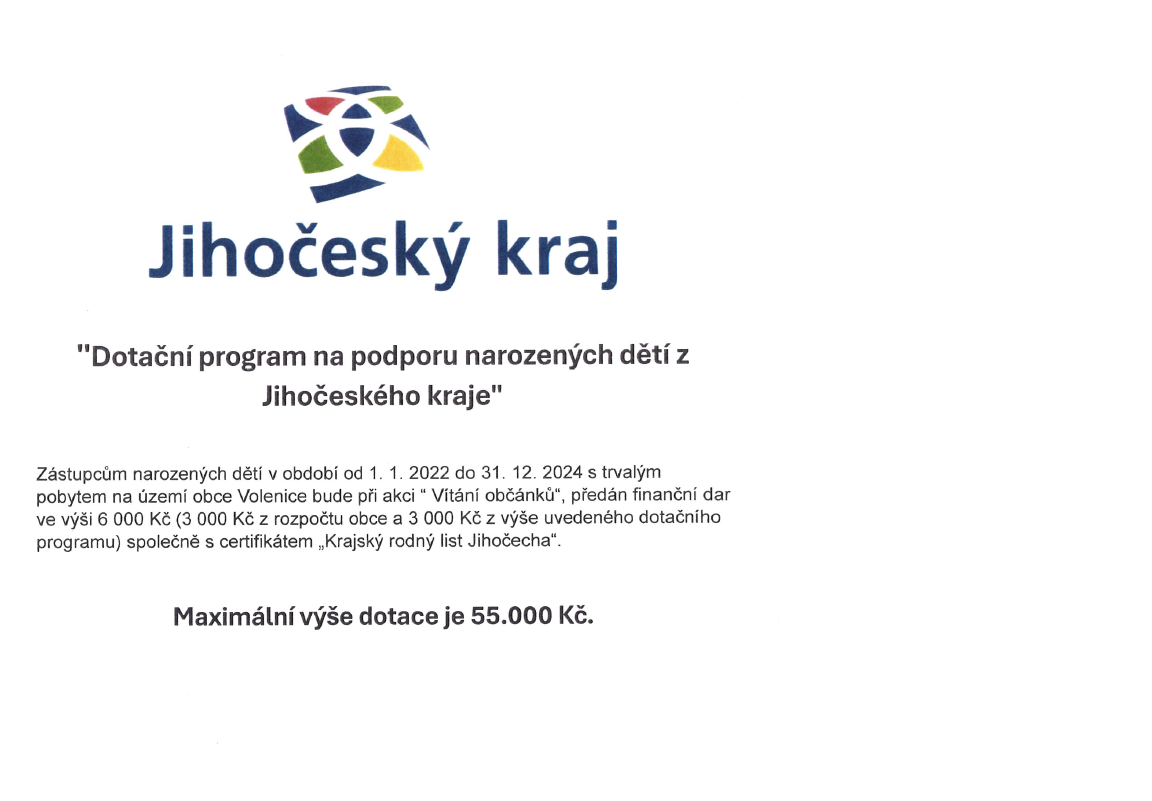 Dotační program na podporu narozených dětí z Jihočeského kraje