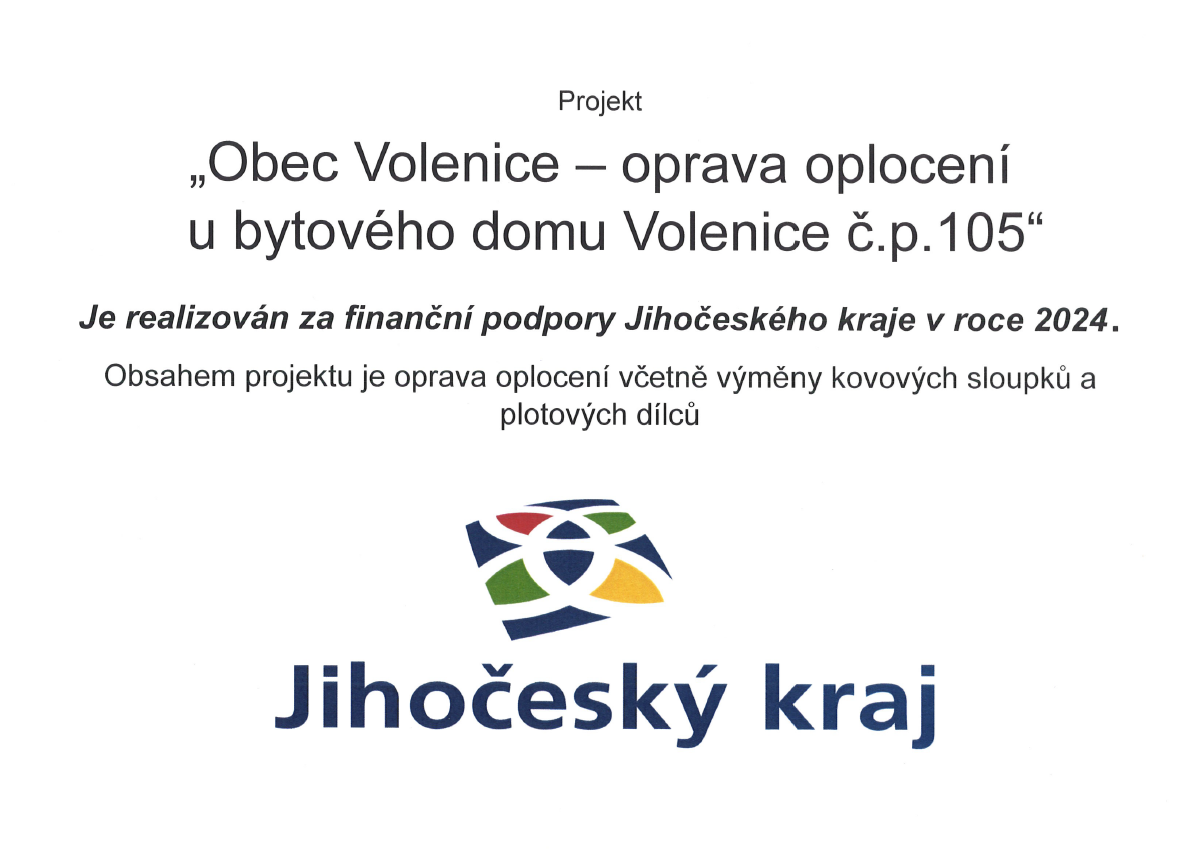 Obec Volenice - oprava oplocení u bytového domu Volenice č.p.105
