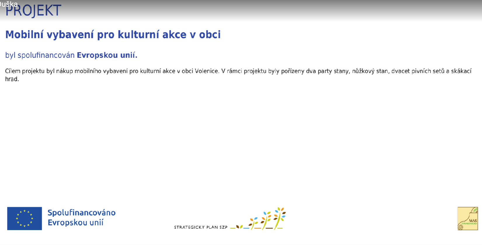 Mobilní vybavení pro kulturní akce v obci
