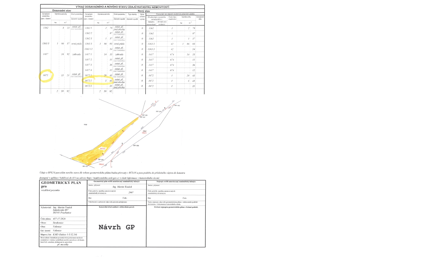Záměr obce Volenice odprodat z majetku obce část pozemku p.č.1672, k.ú Volenice