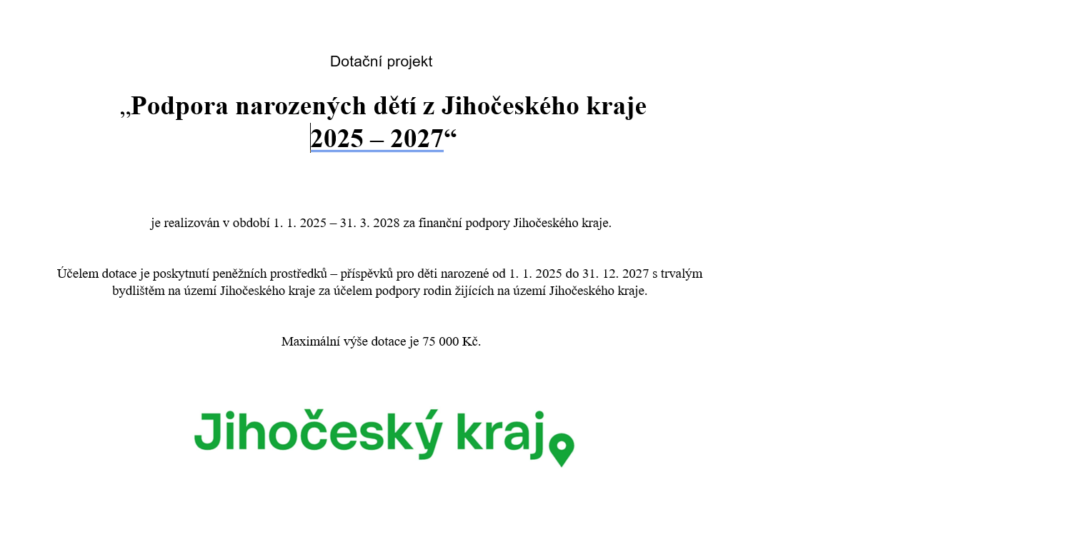 Dotační program na podporu narozených dětí z Jihočeského kraje 2025 -2027