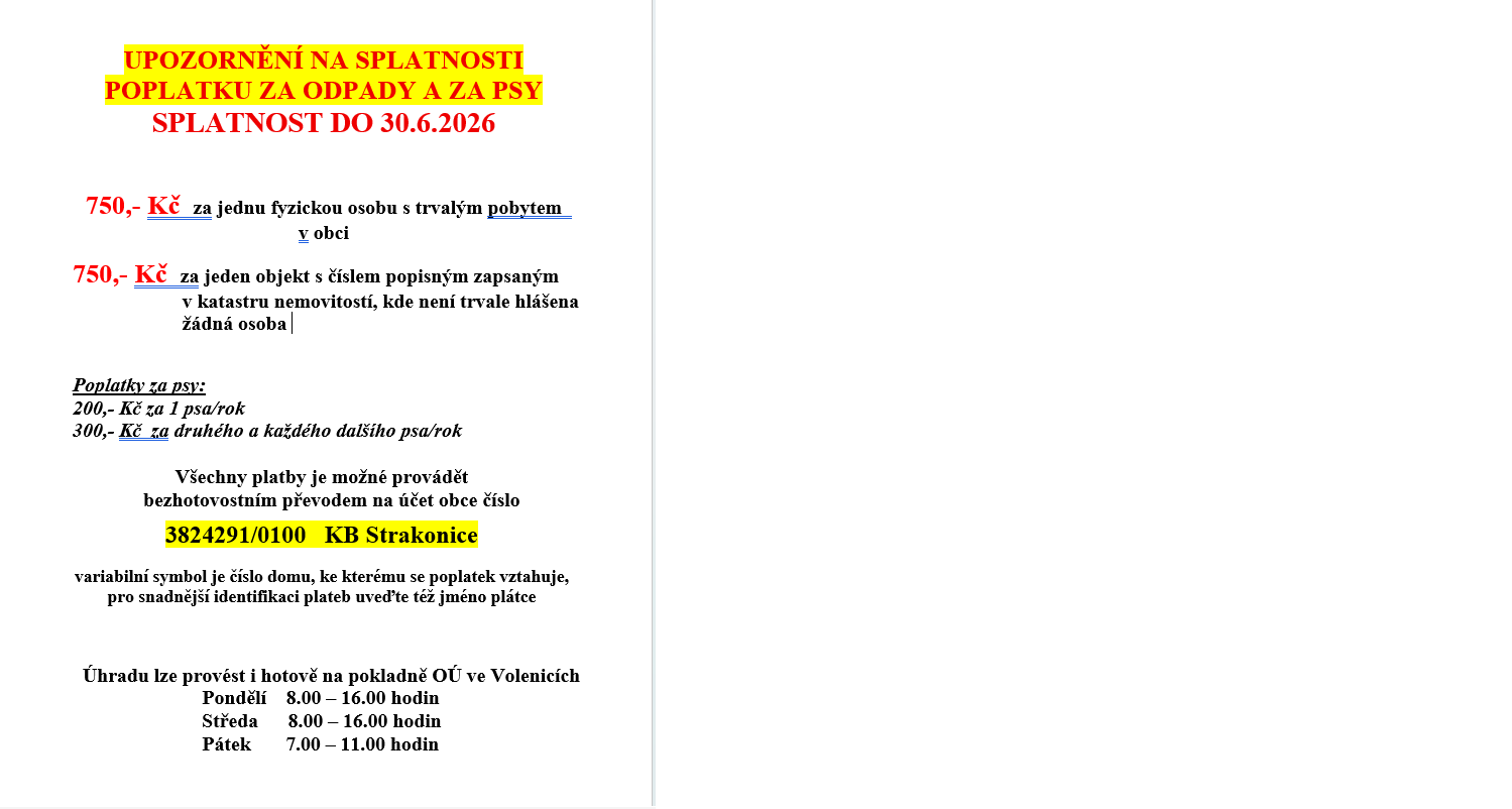 Poplatky v roce 2026