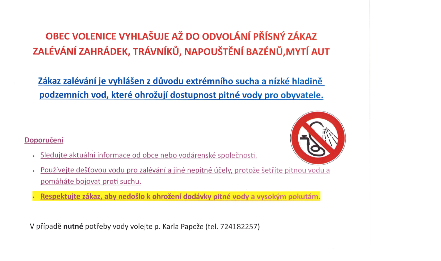 Zákaz zálevání 